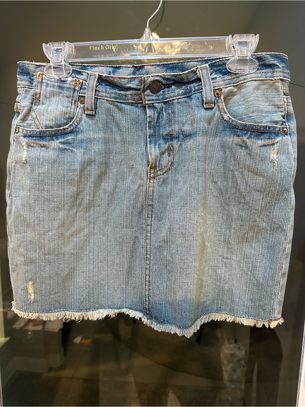 Polo Ralph Lauren 1967 Denim Mini Skirt Size 8 Distressed Frayed Hem 100% Cotton